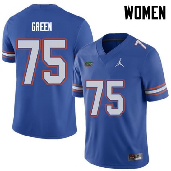 Women's Florida Gators #75 Chaz Green NCAA Jordan Brand Royal Authentic Stitched College Football Jersey TIT8062UL